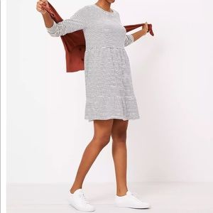 Petite Striped Tiered Swing Dress
